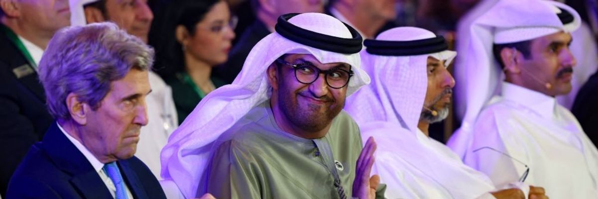 United Arab Emirates' minister of industry and CEO of the Abu Dhabi National Oil Company, Sultan Ahmed al-Jaber, attends an event alongside U.S. Special Presidential Envoy for Climate John Kerry on January 14, 2023.
