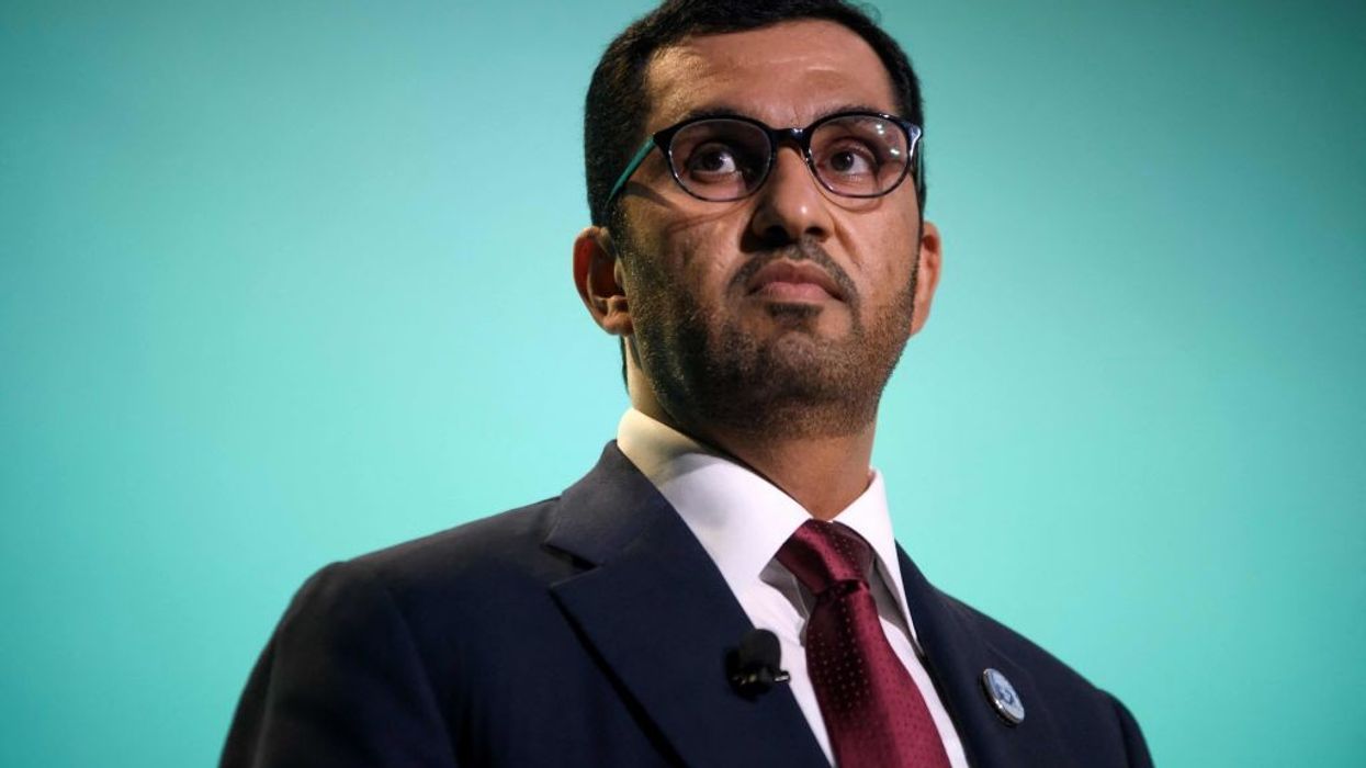 United Arab Emirates' minister of industry and CEO of the Abu Dhabi National Oil Company, Sultan Ahmed al-Jaber, speaks at an event in Houston on March 6, 2023.