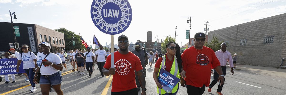 United Auto Workers members march