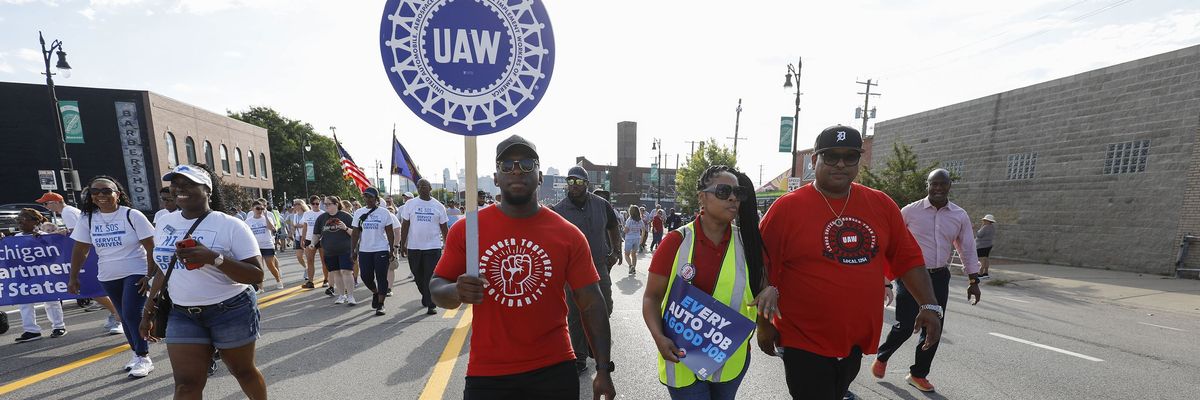 United Auto Workers members march