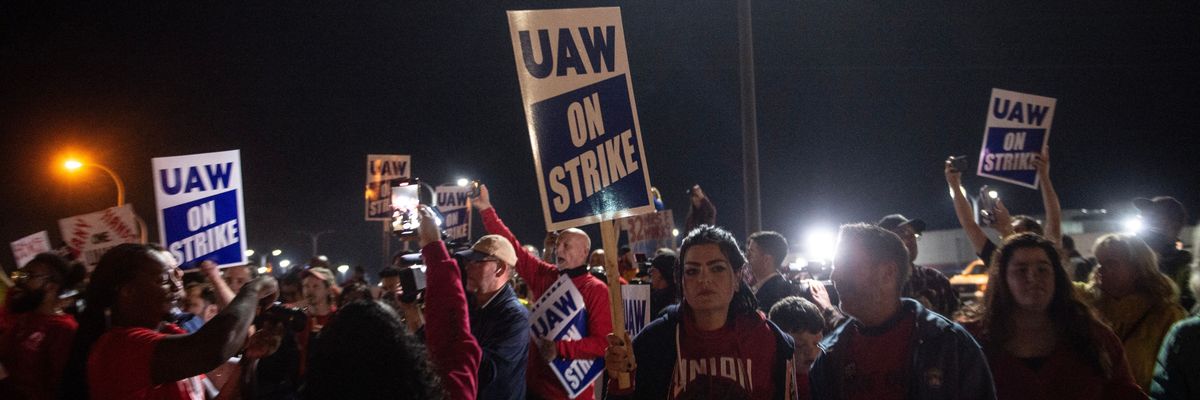 United Auto Workers members on strike
