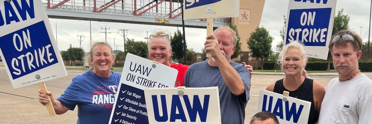 United Auto Workers members on strike