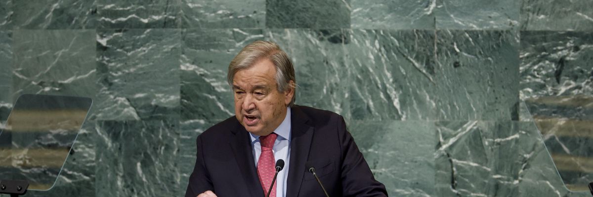 United Nations Secretary-General Antonio Guterres speaks during the 77th session of the United Nations General Assembly in New York City on September 20, 2022.