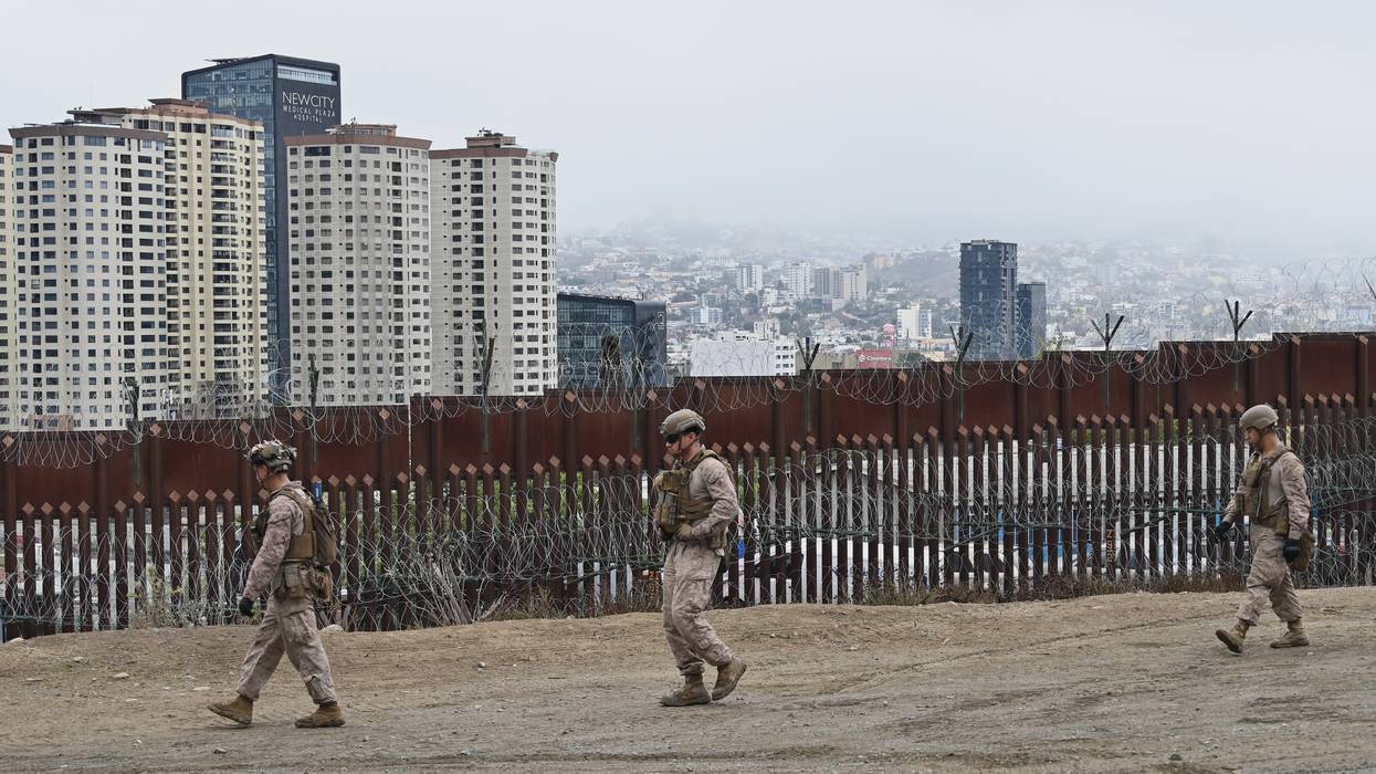 United States Marine Corps troops patrol the U.S.-Mexico border area