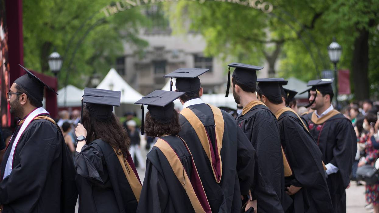 University of Chicago graduates celebrate during commencement ceremony