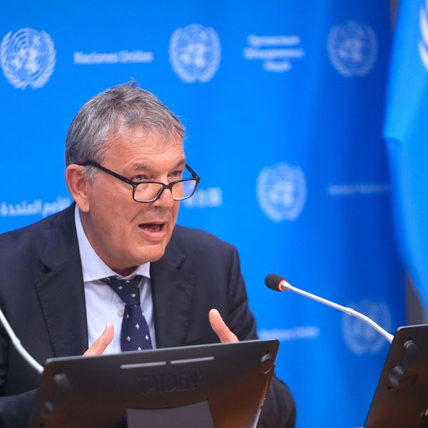 UNRWA chief Philippe Lazzarini speaks at the UN headquarters