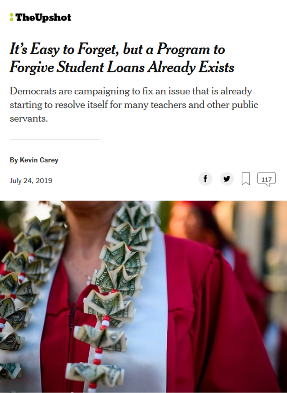Upshot: It's Easy to Forget, but a Program to Forgive Student Loans Already Exists