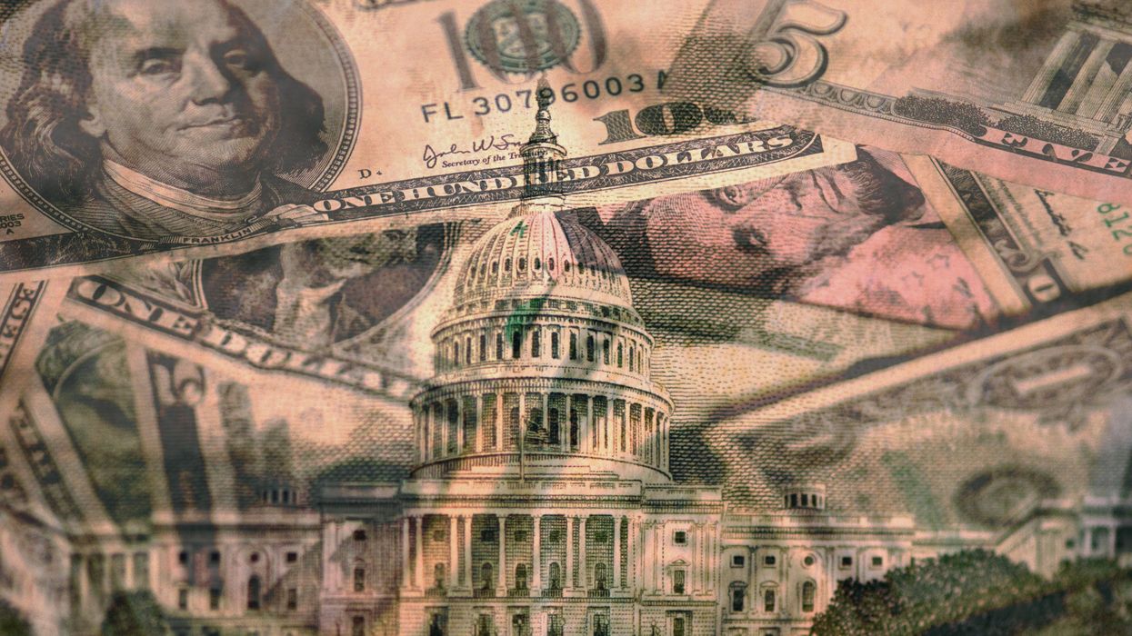 US currency overlaid US capitol building