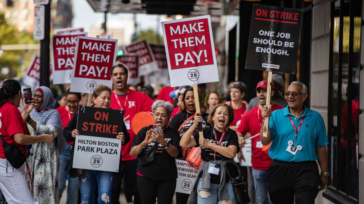 US hotel workers on strike.