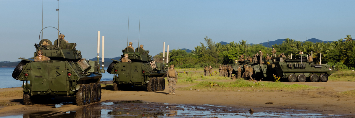 US Marines conduct light armored reconnaissance operations on Arroyo Beach, Puerto Rico