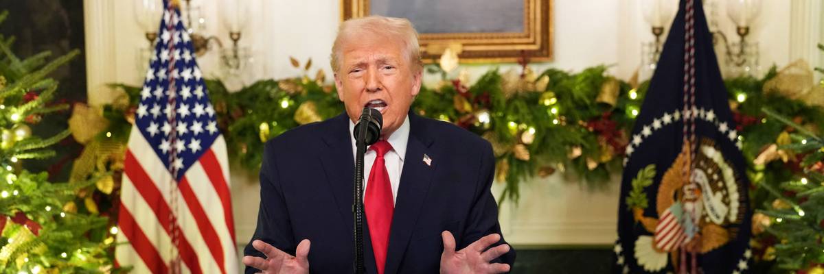 US President Donald Trump addresses the nation