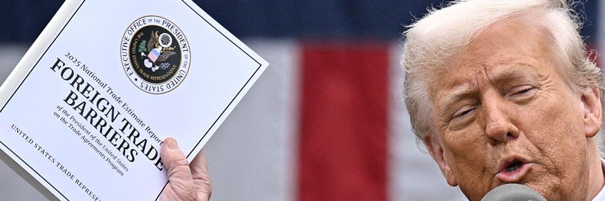 US President Donald Trump delivers remarks on reciprocal tariffs