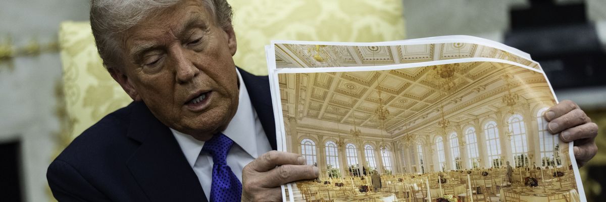US President Donald Trump speaks about his plans for a new ballroom