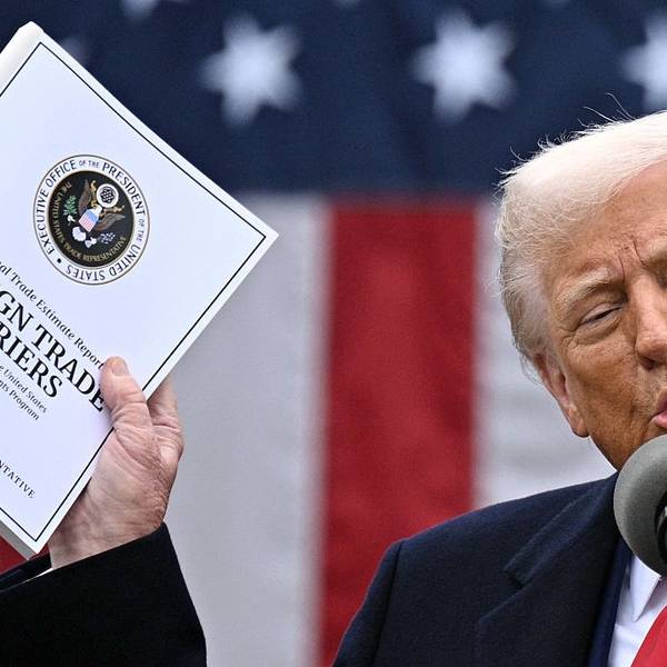 US President Donald Trump speaks about tariffs