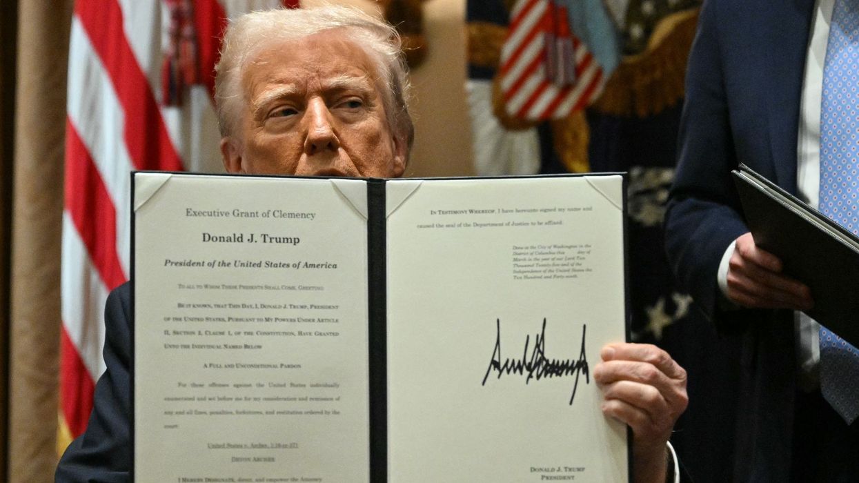 US President Donald Trump speaks after signing a pardon