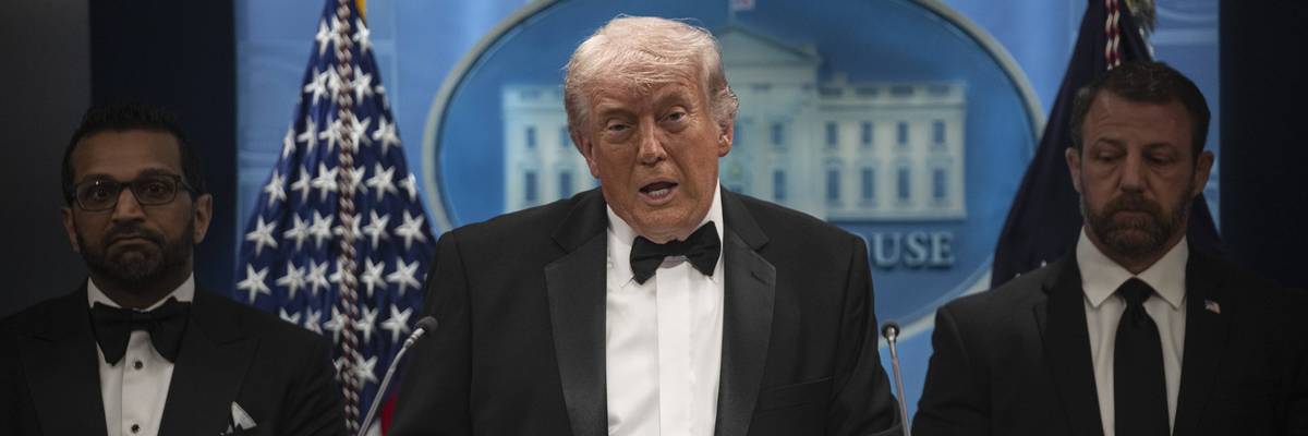 US President Donald Trump speaks in Washington D.C