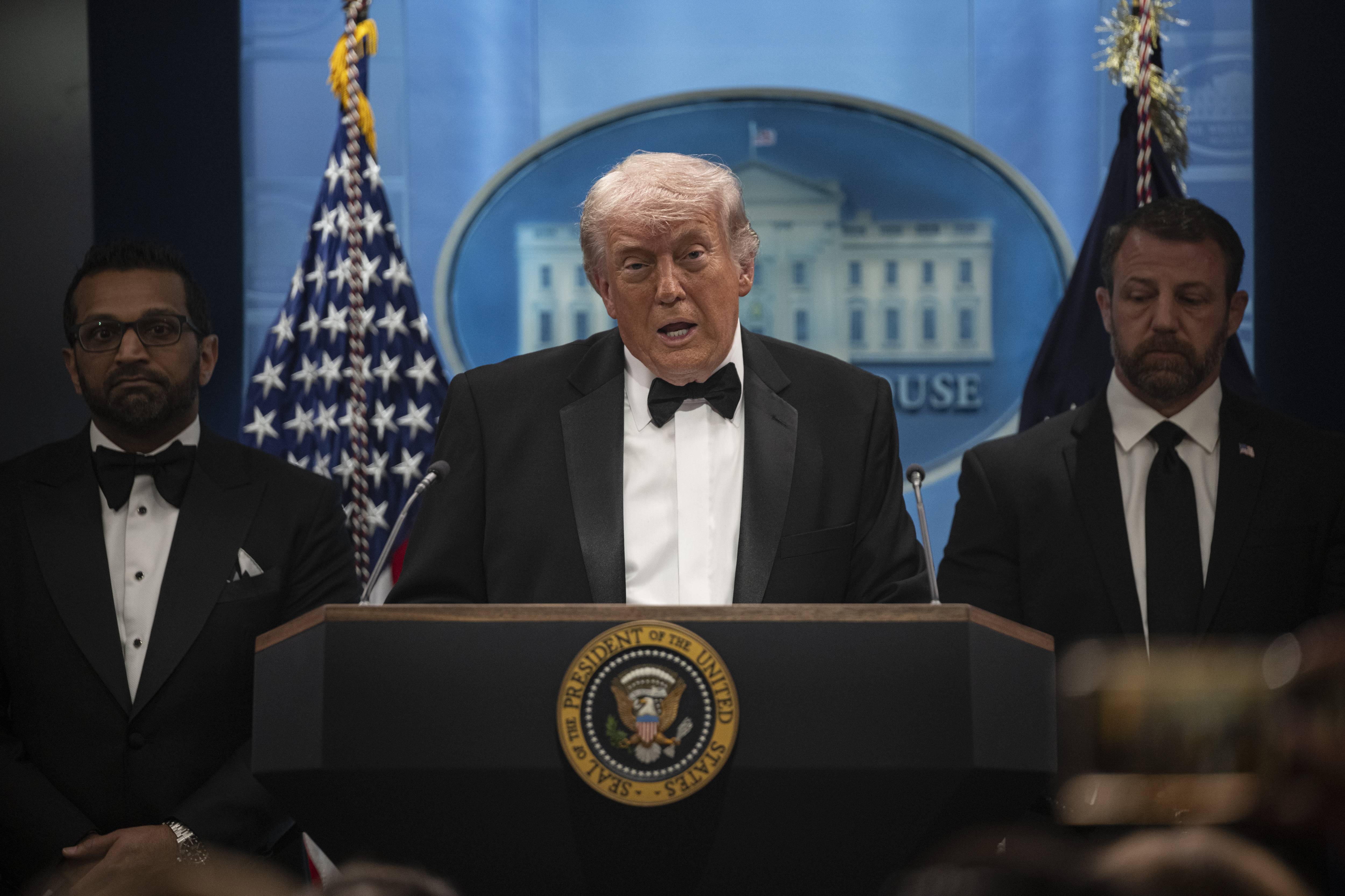 US President Donald Trump speaks in Washington D.C