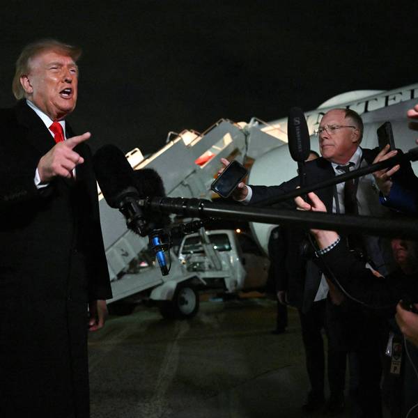 US President Donald Trump speaks to reporters