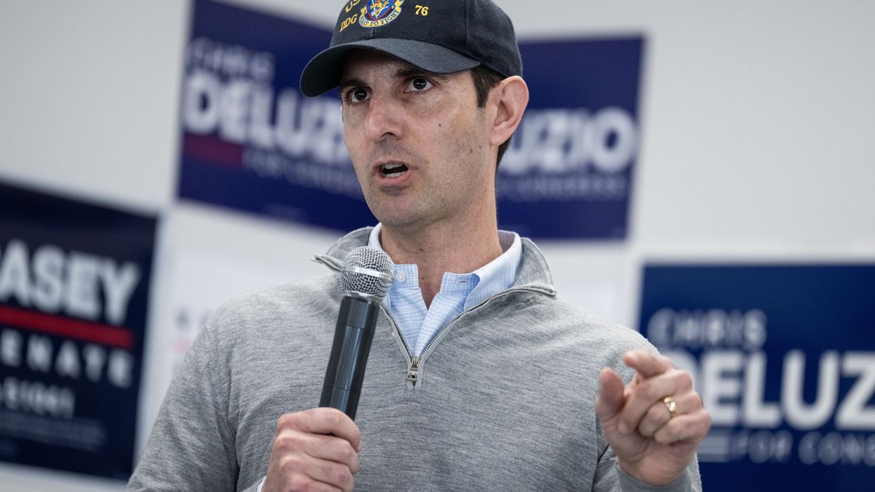 US Rep. Chris Deluzio (D-Pa.) in a a Navy hat