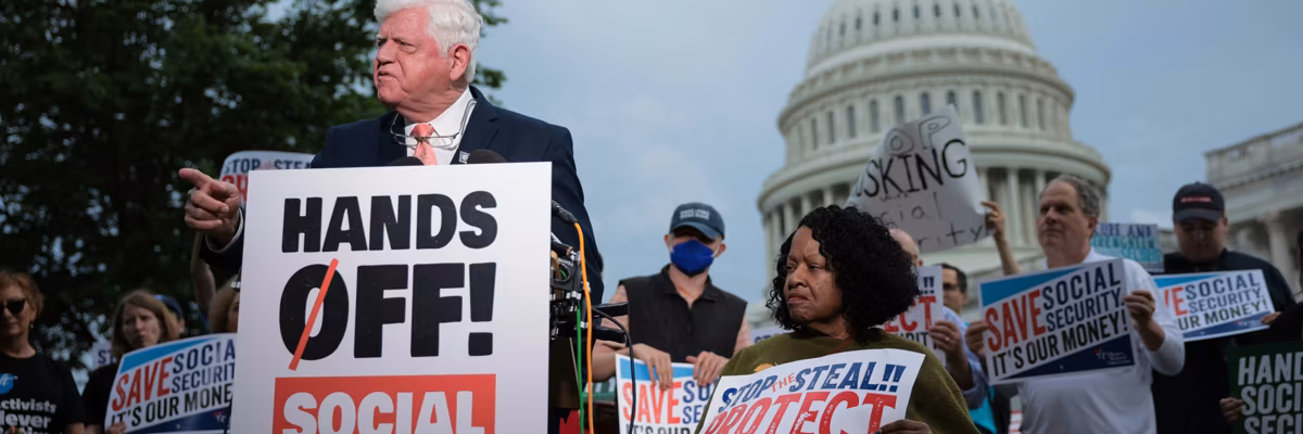 US Rep. John Larson speaks at Social Security rally