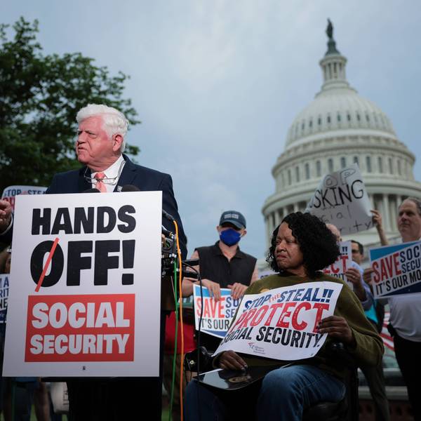 US Rep. John Larson speaks at Social Security rally
