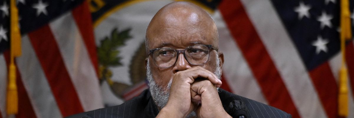 US Representative and Committee Chairman, Bennie Thompson, listens as the Select Committee to Investigate the January 6 insurrection