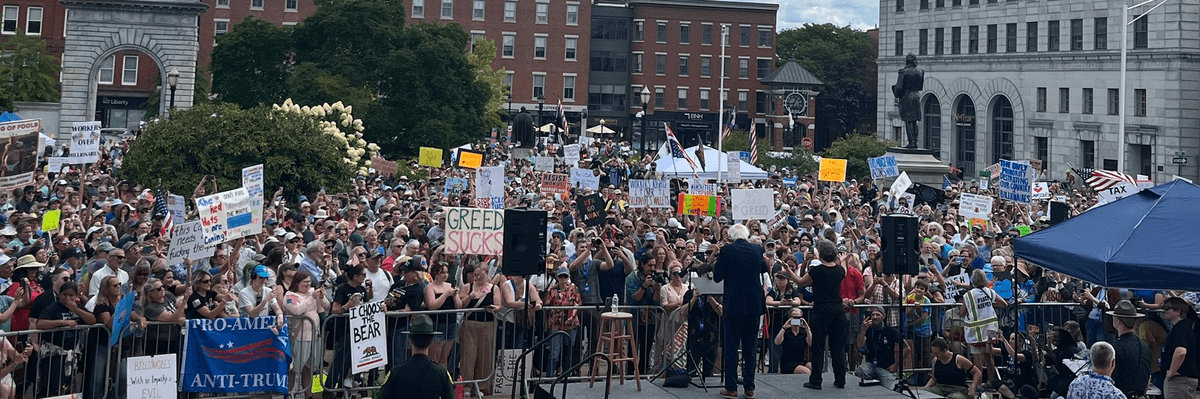 US Sen. Bernie Sanders speaks at a "Workers Over Billionaires"