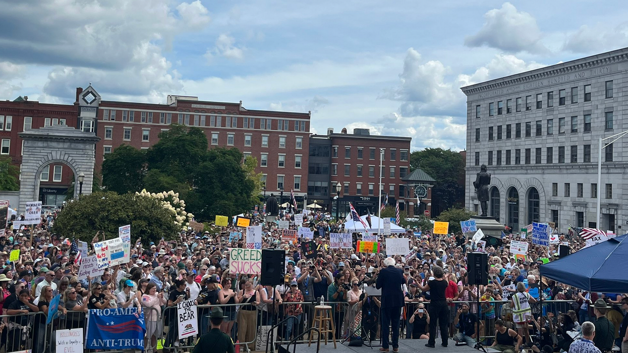 US Sen. Bernie Sanders speaks at a "Workers Over Billionaires"