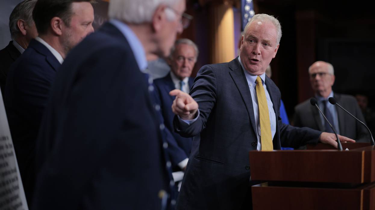 US Sen. Chris Van Hollen (D-Md.) speaks during a news conference