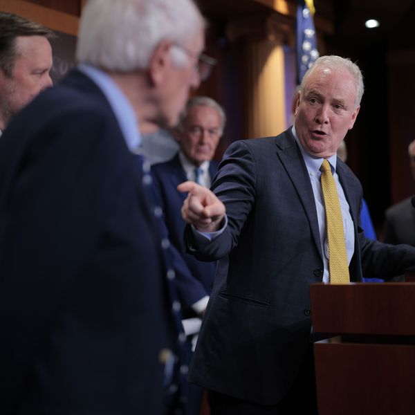 US Sen. Chris Van Hollen (D-Md.) speaks during a news conference