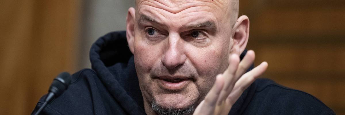 US Sen. John Fetterman in his hoodie in the Senate