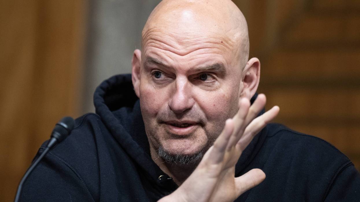 US Sen. John Fetterman in his hoodie in the Senate
