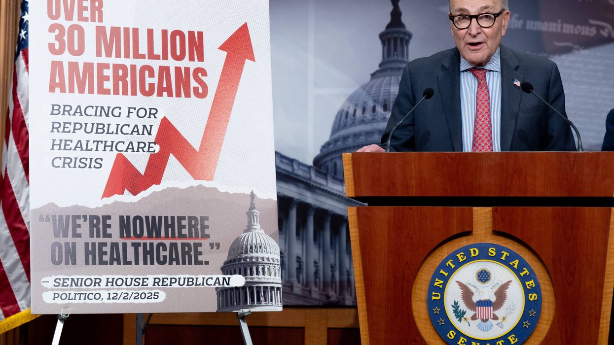 US Senate Minority Leader Chuck Schumer (D-NY) speaks after a failed vote on healthcare subsidie