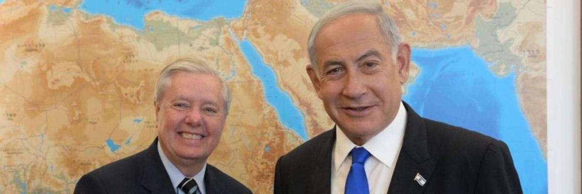 US Senator Lindsey Graham with Prime Minister Benjamin Netanyahu