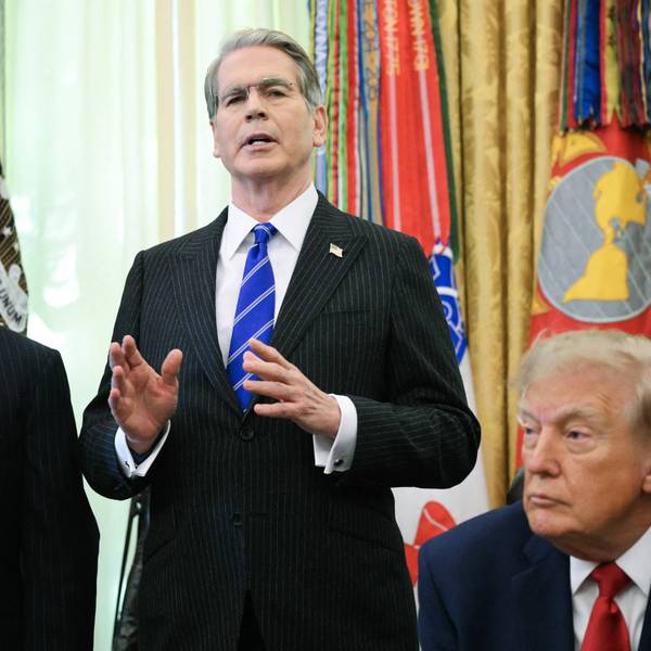 US Treasury Scott Bessent speaks alongside Internal Revenue Frank Bisignano