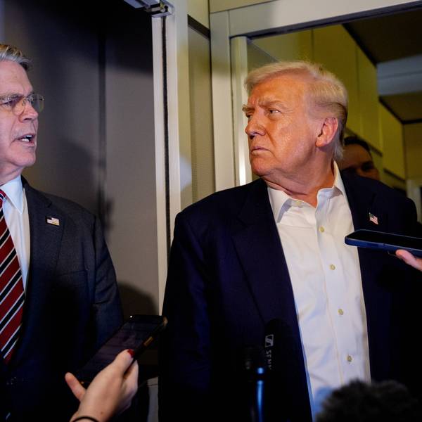 US Treasury Secretary Scott Bessent, accompanied by President Donald Trump