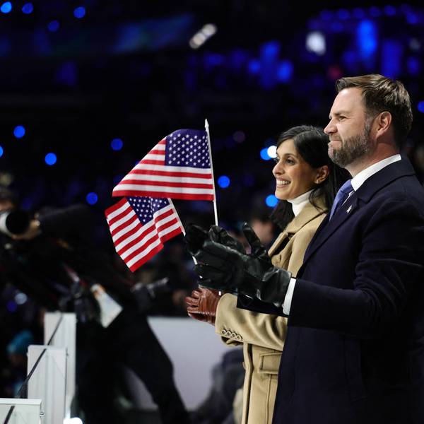 US Vice President JD Vance and his wife, Usha Vance, watch the opening ceremony