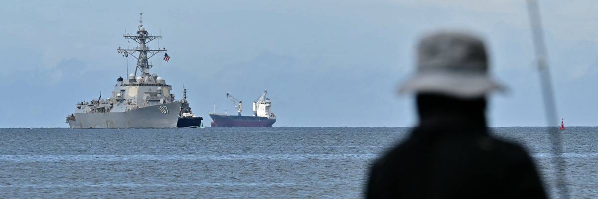 US warship in the Caribbean.