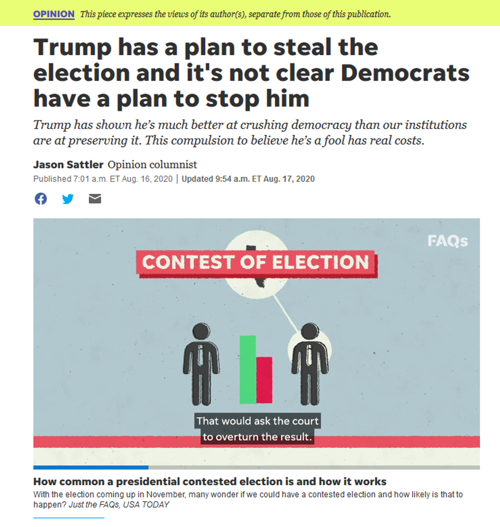 USA Today: Trump has a plan to steal the election and it's not clear Democrats have a plan to stop him