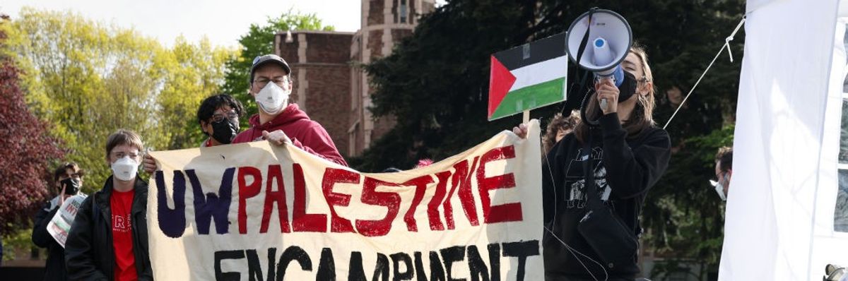 UW students set up anti-war encampment on campus