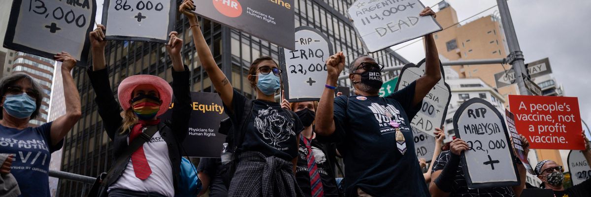 Vaccine equity campaigners protest