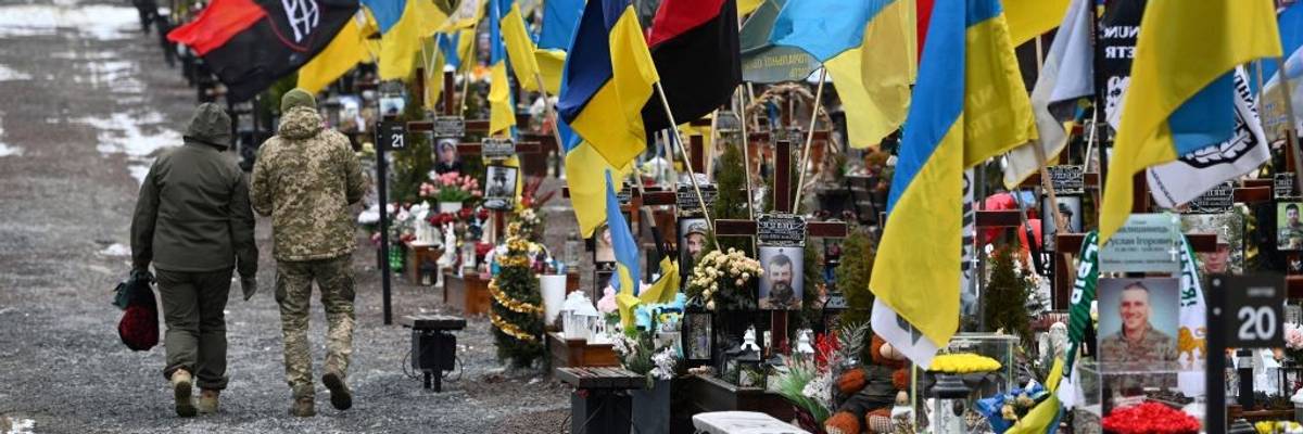 Valentine Day at Ukraine military cemetery