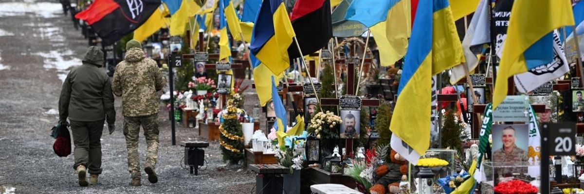 Valentine Day at Ukraine military cemetery
