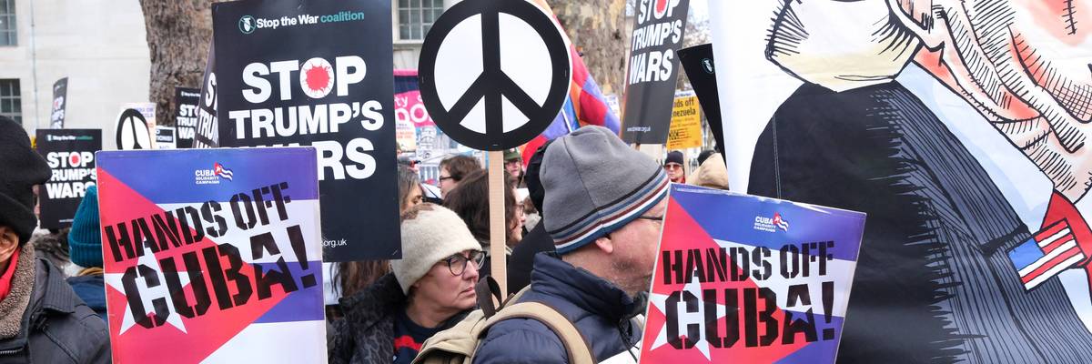 Venezuela America conflict: protest against American action in Venezuela, London
