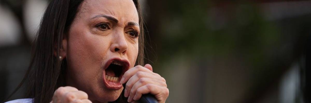 Venezuelan Opposition Leader Machado Is Intercepted After Joining Anti-government Protest