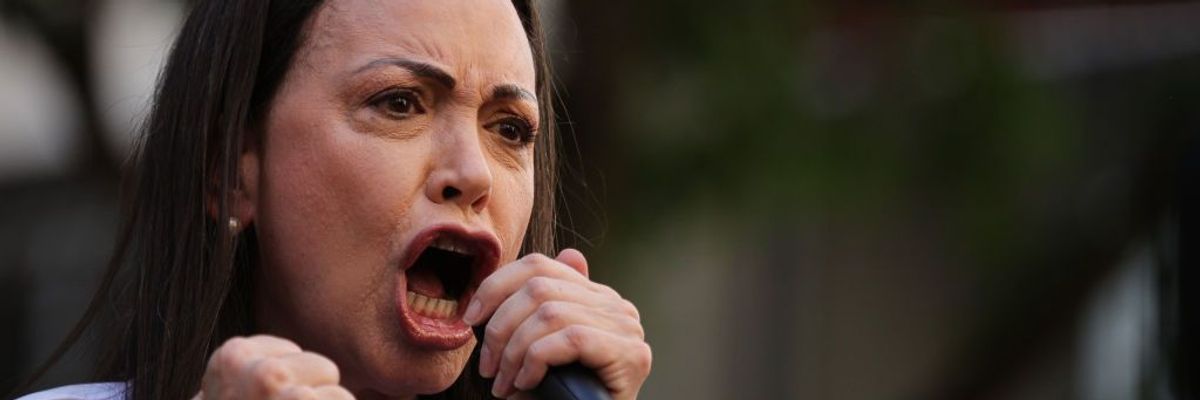 Venezuelan Opposition Leader Machado Is Intercepted After Joining Anti-government Protest