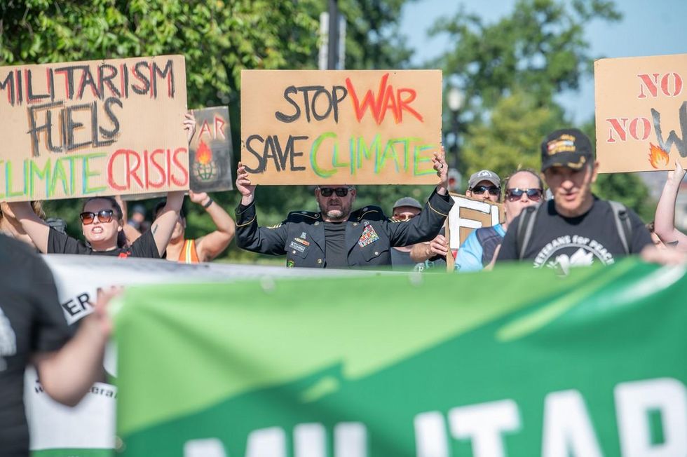 Veterans protest the U.S. military's role in the climate crisis
