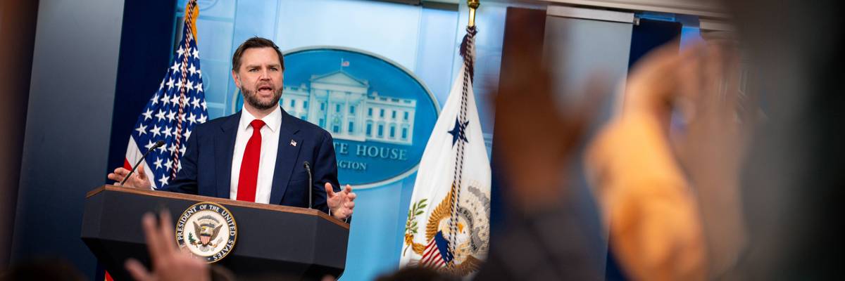 Vice President JD Vance Holds Press Briefing At The White House