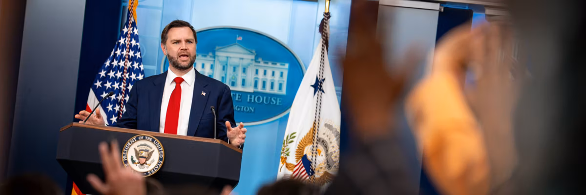 Vice President JD Vance Holds Press Briefing At The White House