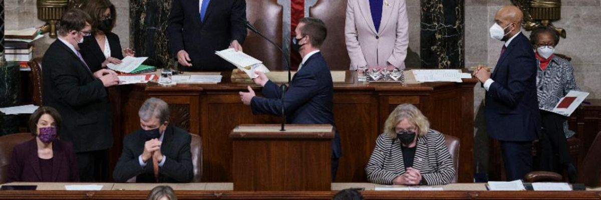 14 Hours After Fascist Mob Stormed Capitol in Coup Attempt, 'Democracy Prevails' as Congress Certifies Biden Win